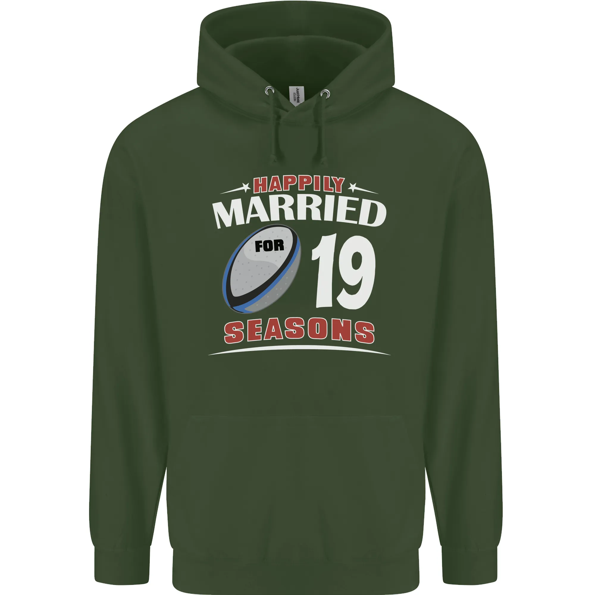 19 Year Wedding Anniversary 19th Rugby Mens 80% Cotton Hoodie