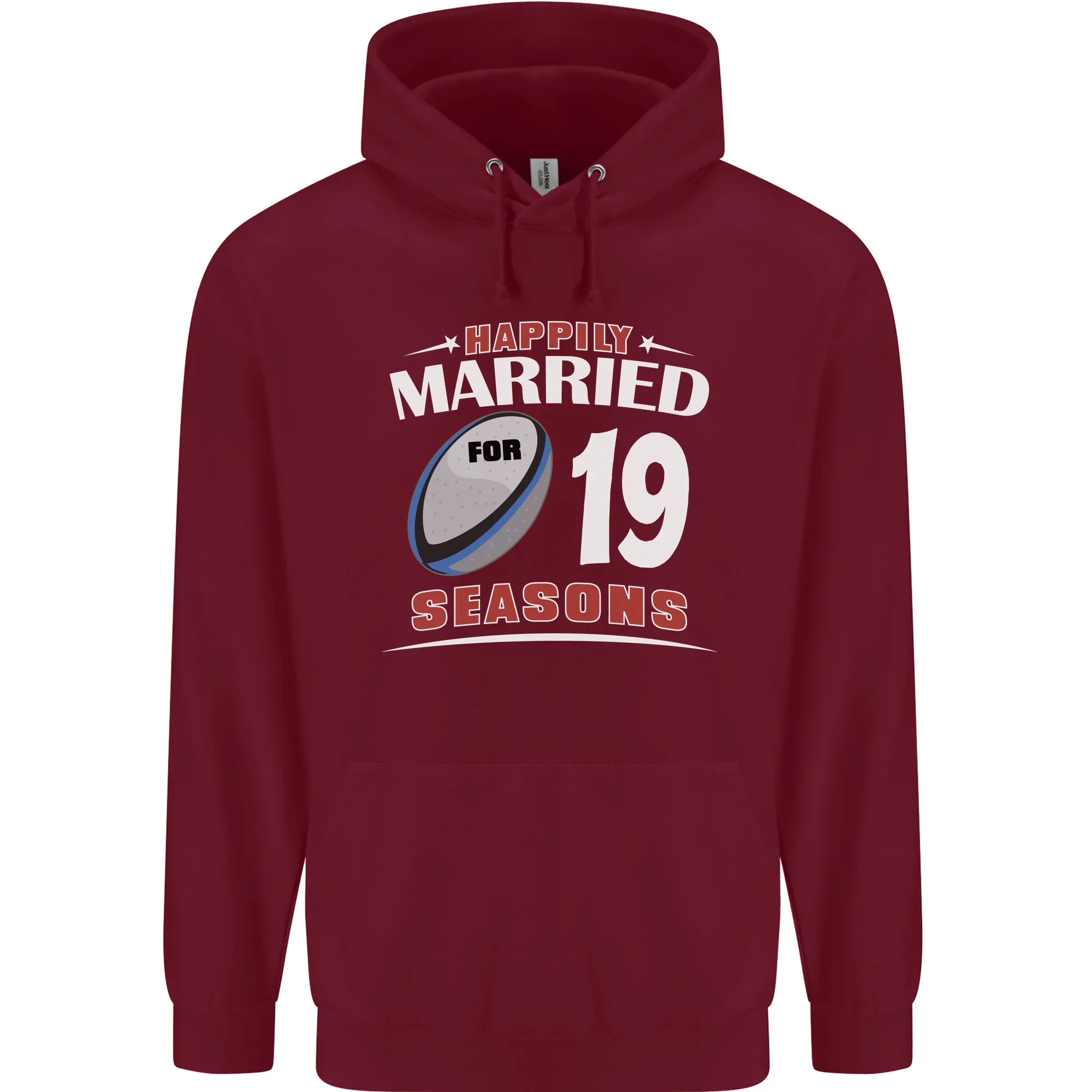19 Year Wedding Anniversary 19th Rugby Mens 80% Cotton Hoodie