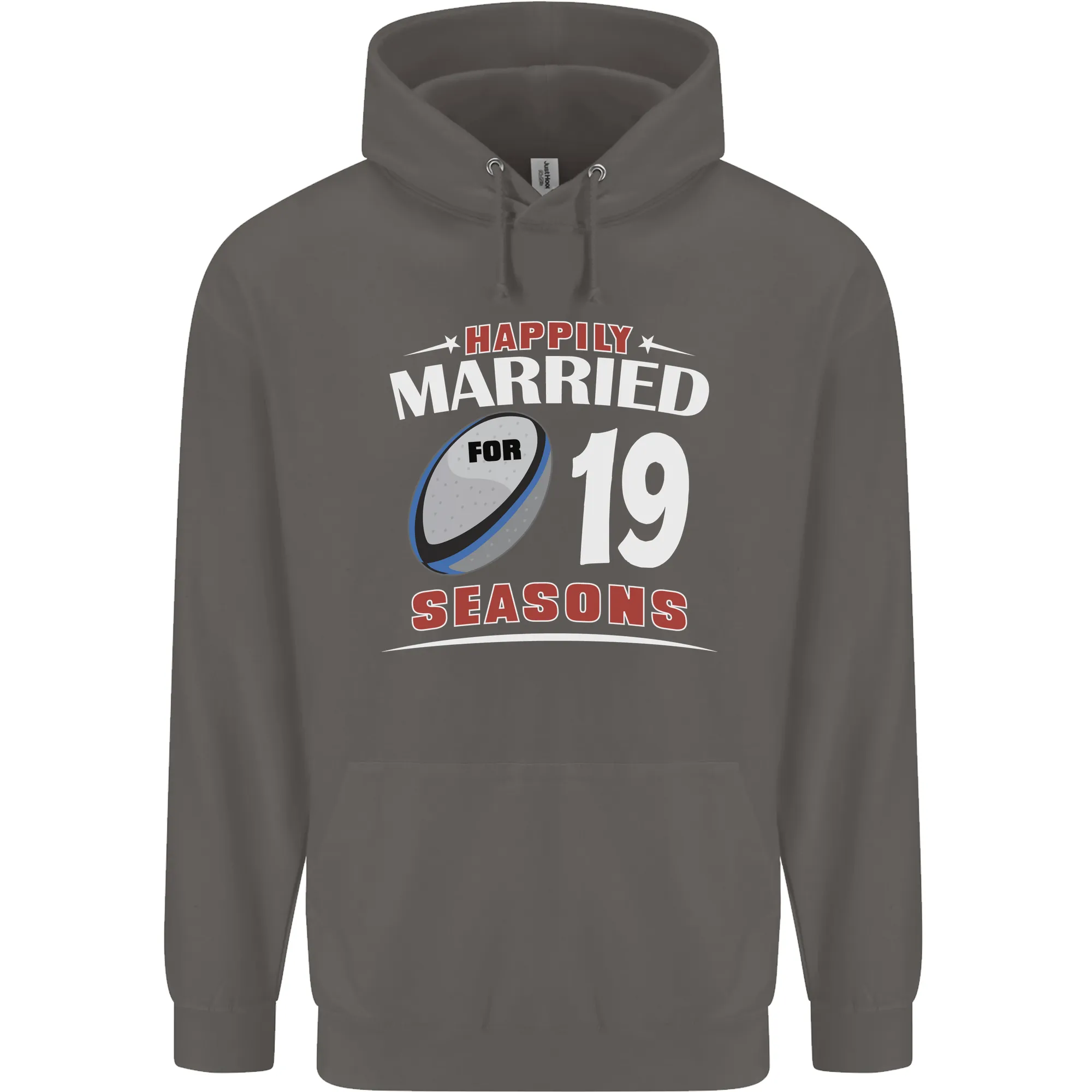 19 Year Wedding Anniversary 19th Rugby Mens 80% Cotton Hoodie