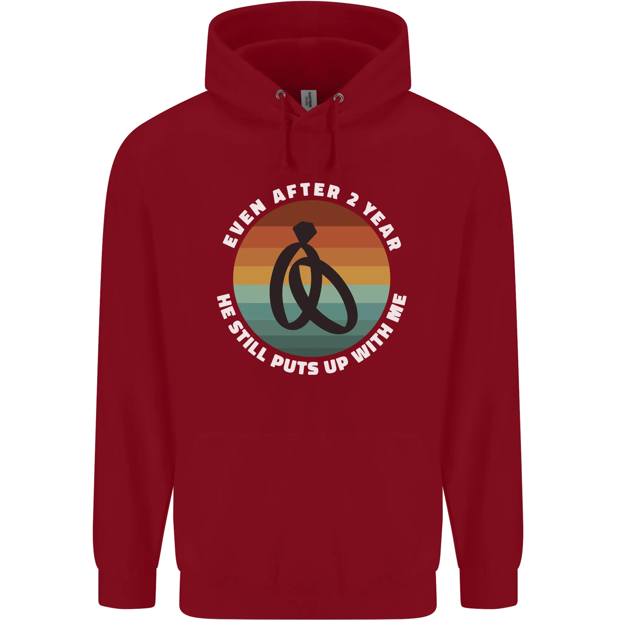 2 Year Wedding Anniversary 2nd Marriage Mens 80% Cotton Hoodie