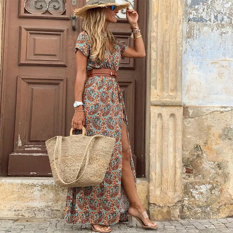 60's Inspired Hippie Bohemian Print Maxi Dresses