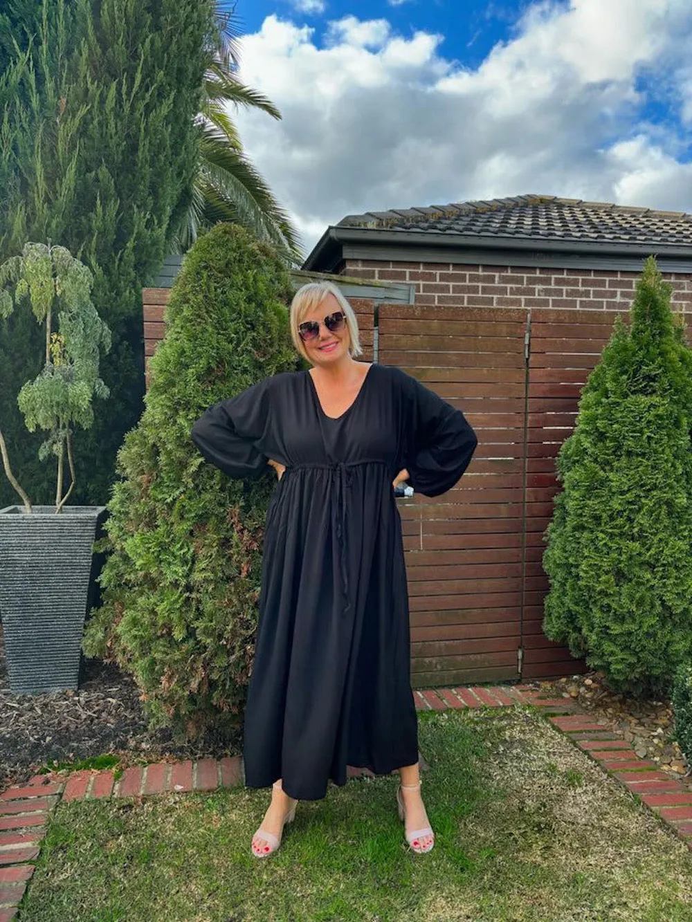 Audrey Long Sleeve Maxi in Black