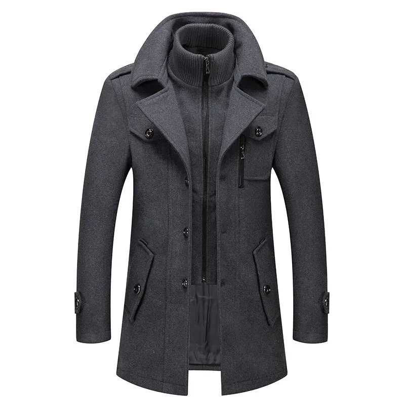 Autumn and Winter Men's Business Double Collar Coat