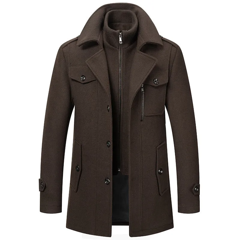 Autumn and Winter Men's Business Double Collar Coat