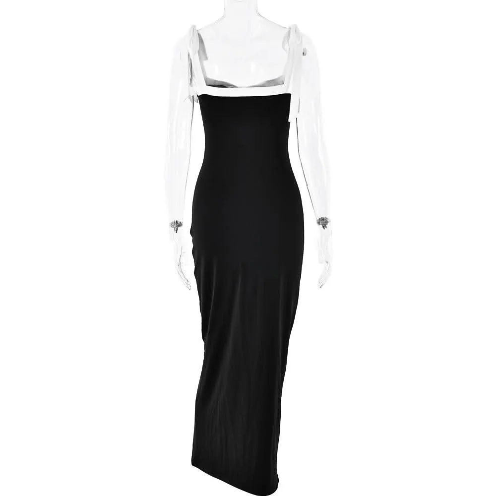 Backless self tie cami maxi dress