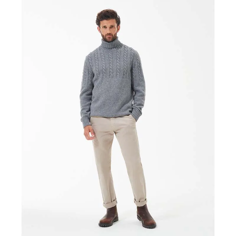 Barbour Duffle Cable Rollneck Mens Jumper - Grey Marl