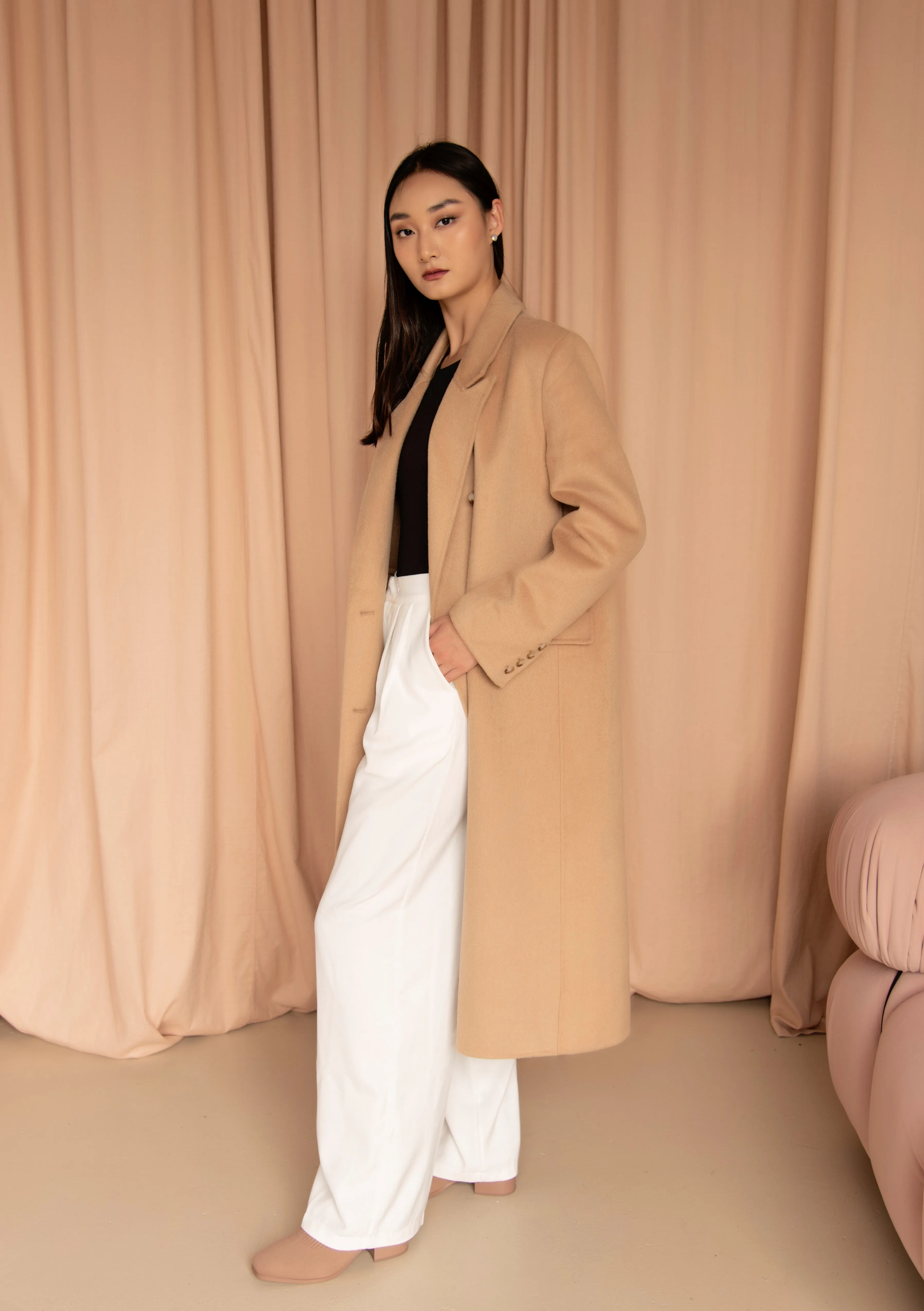 Camel Blazer Coat