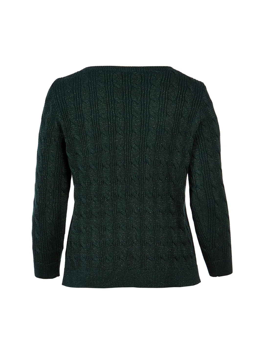 Deep Pine Lurex Cable Knit Sweater