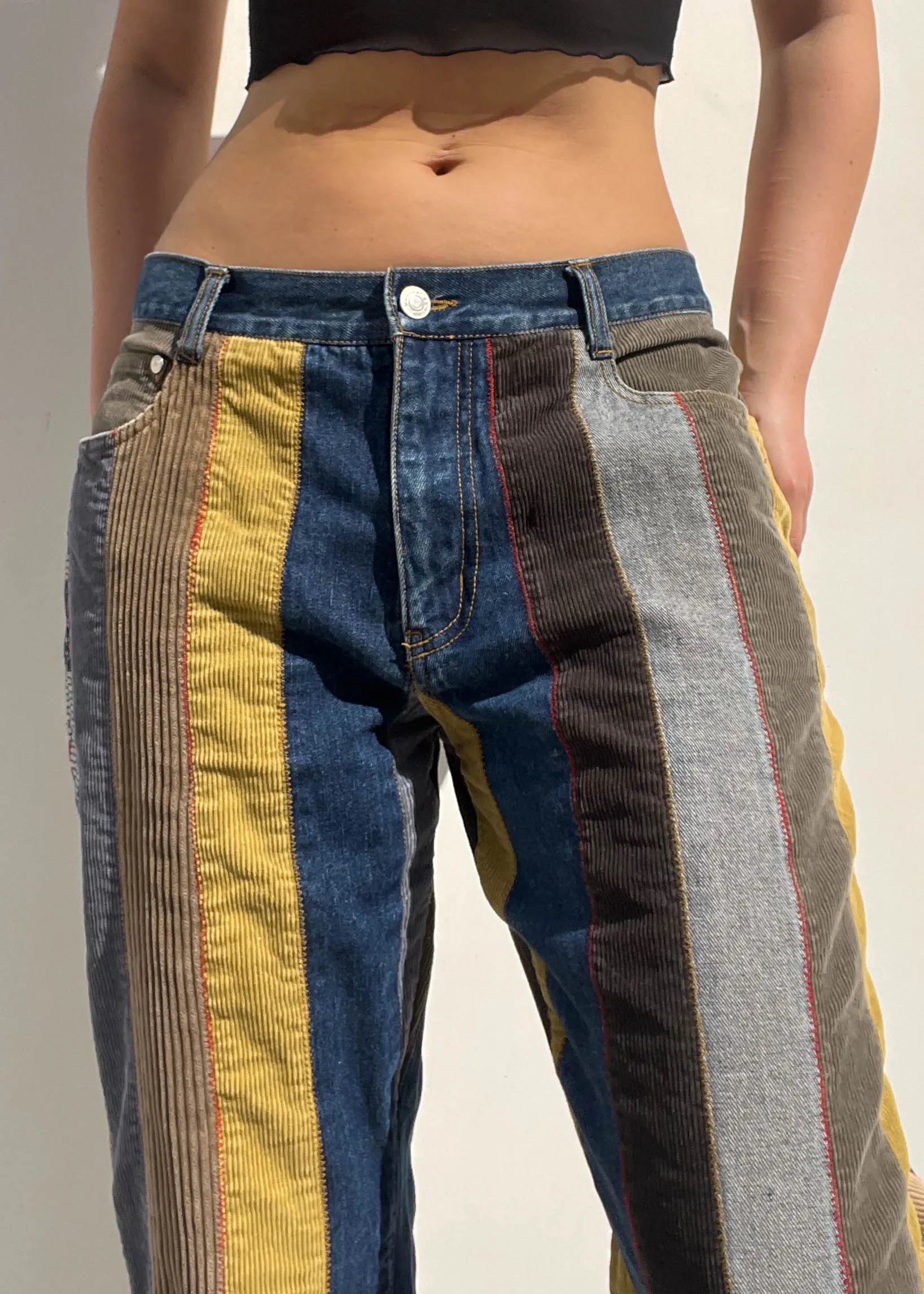 Denim   Corduroy Striped Jeans