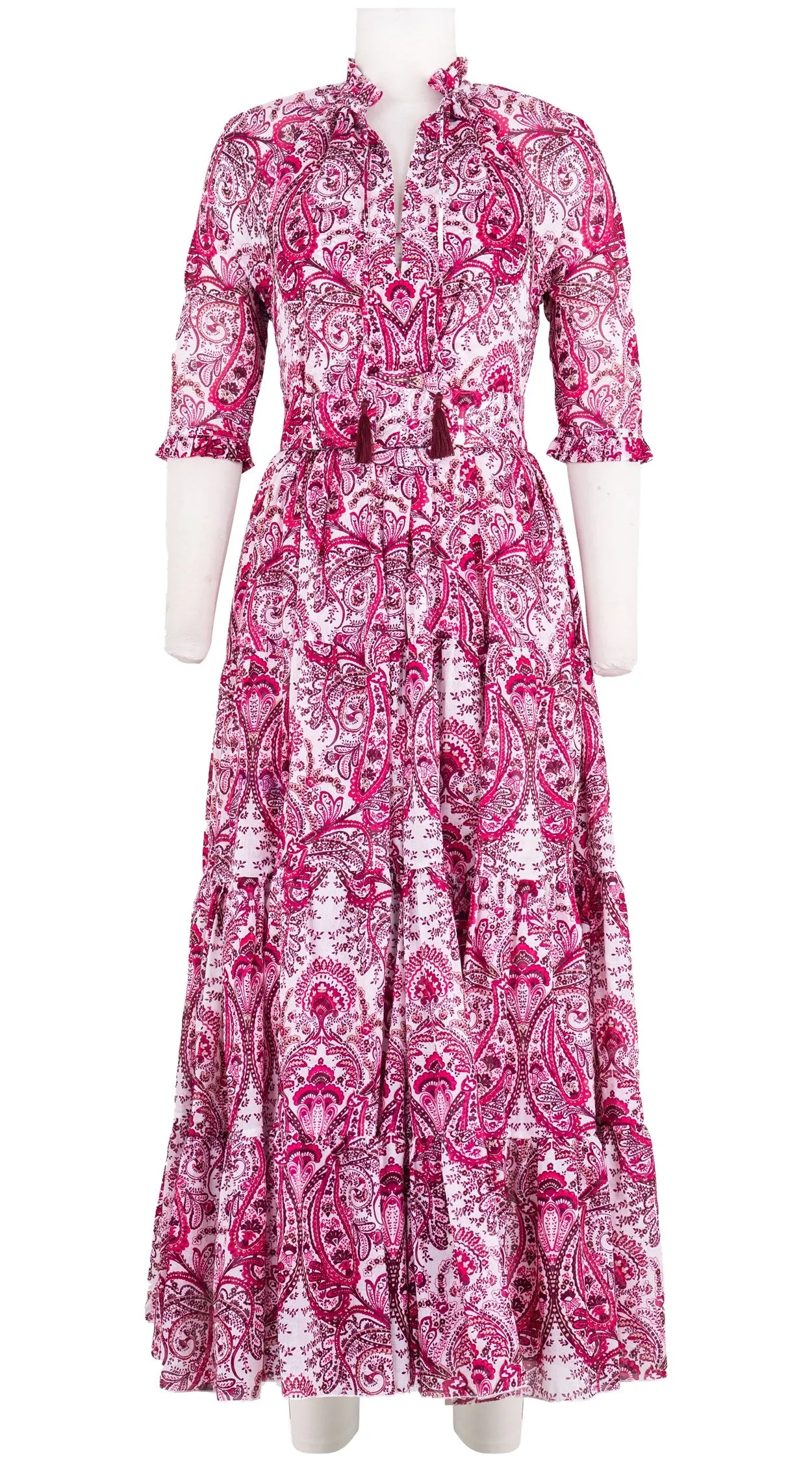 Eden Dress Crew Neck 3/4 Sleeve Maxi Length Cotton Musola (Russian Paisley)