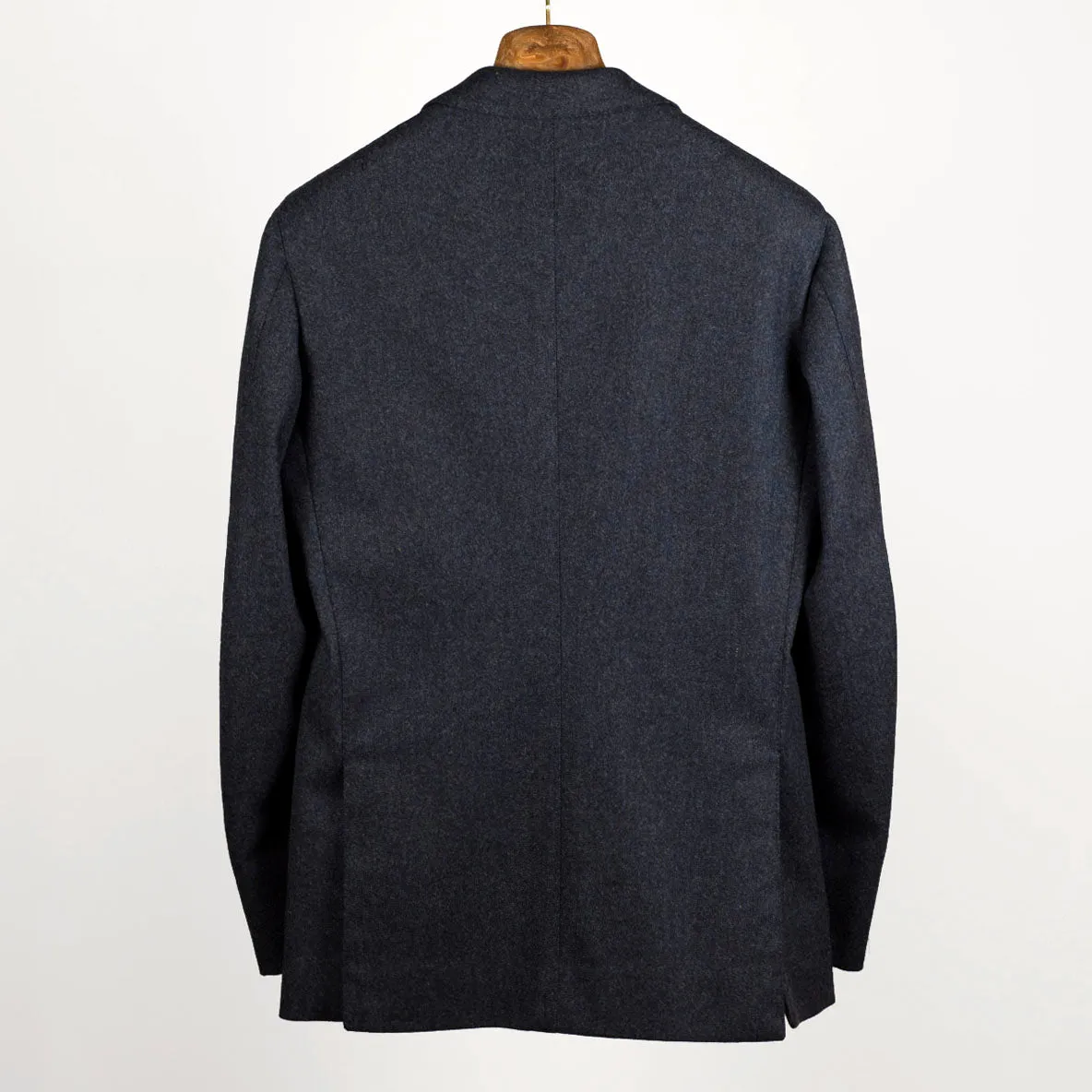 Fox Bros char blue herringbone flannel single-breasted sport coat, 17/18oz. Wool