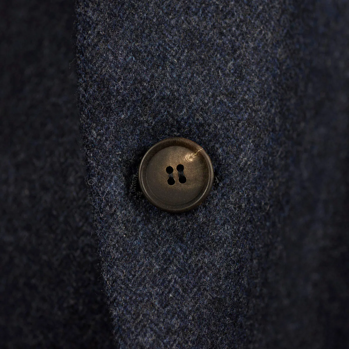 Fox Bros char blue herringbone flannel single-breasted sport coat, 17/18oz. Wool