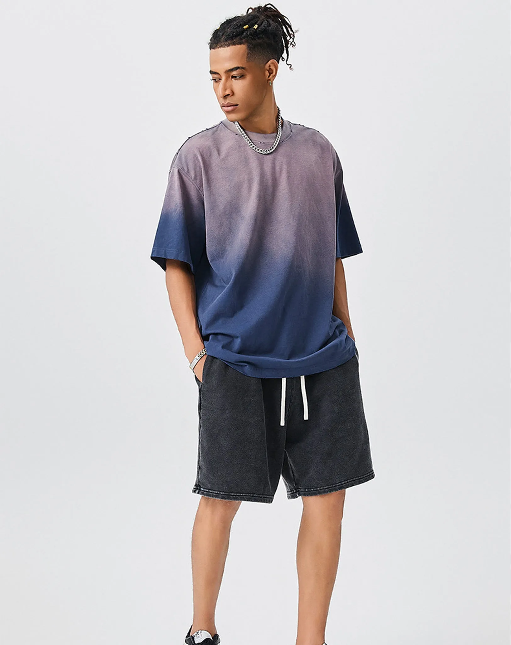 Gradient Frayed Tie-dye T-shirt