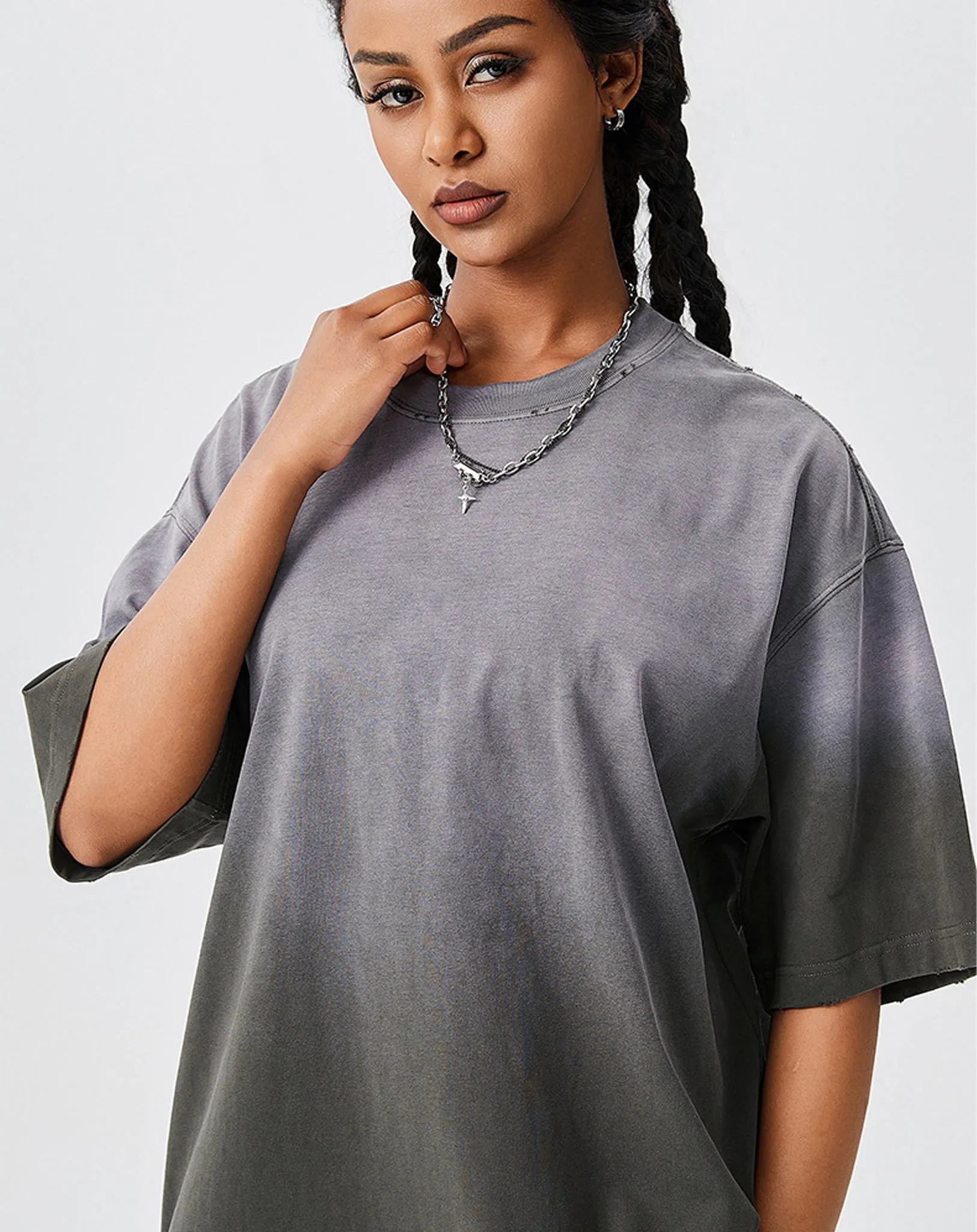 Gradient Frayed Tie-dye T-shirt