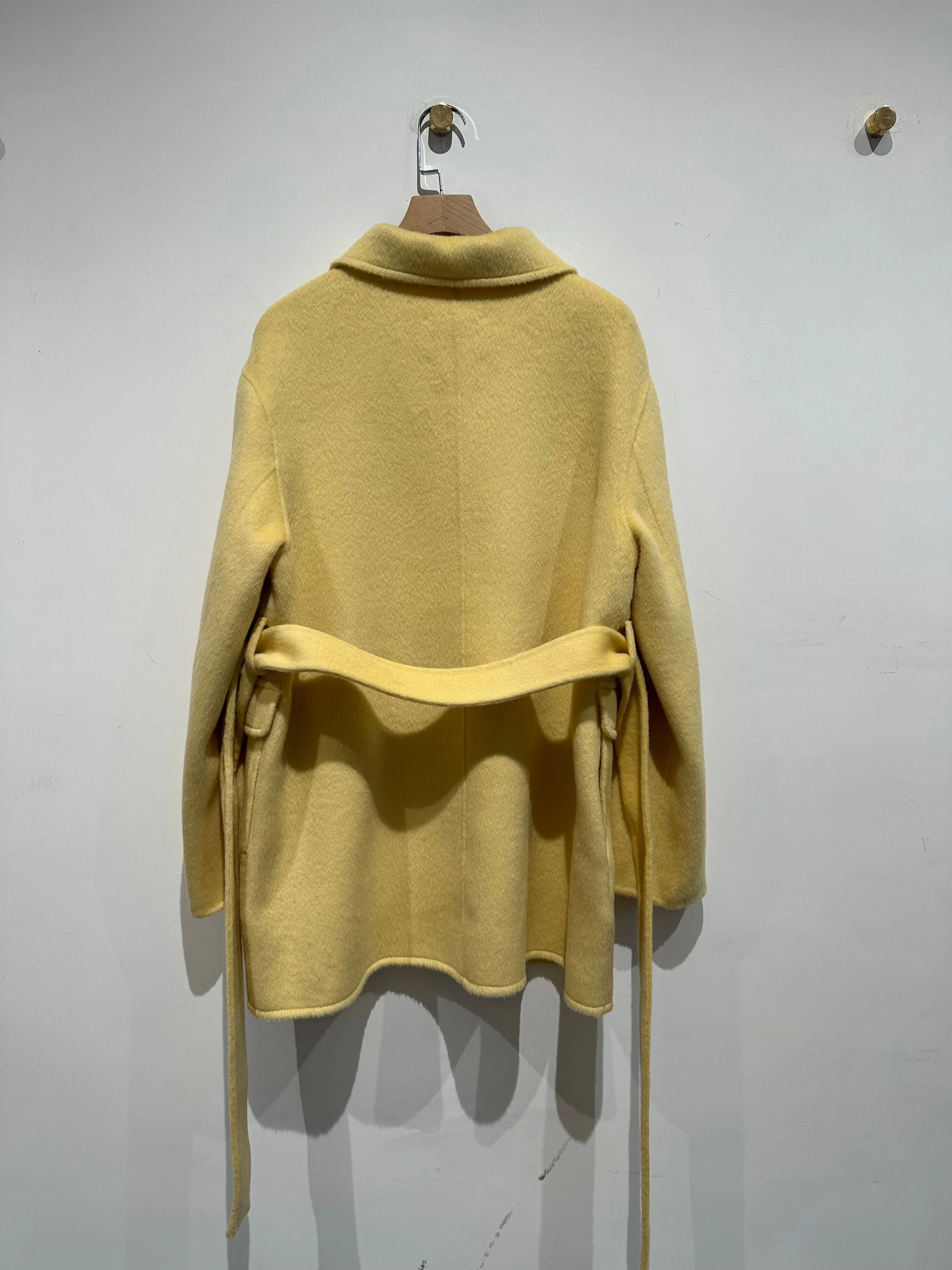 Handmade Light Yellow Collar Wool Coat