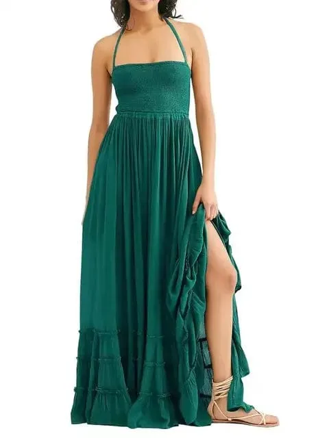 Hippie Backless Halter Dress