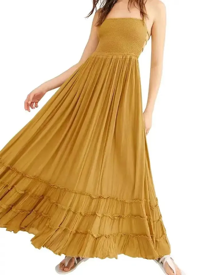 Hippie Backless Halter Dress