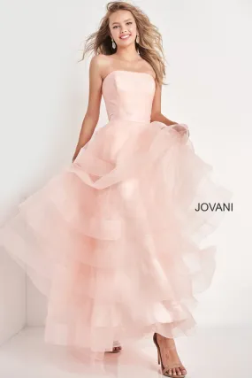 Jovani Kids K02442 Strapless Straight Neck Long Jovani Girls Dress Ruffle Skirt Pageant