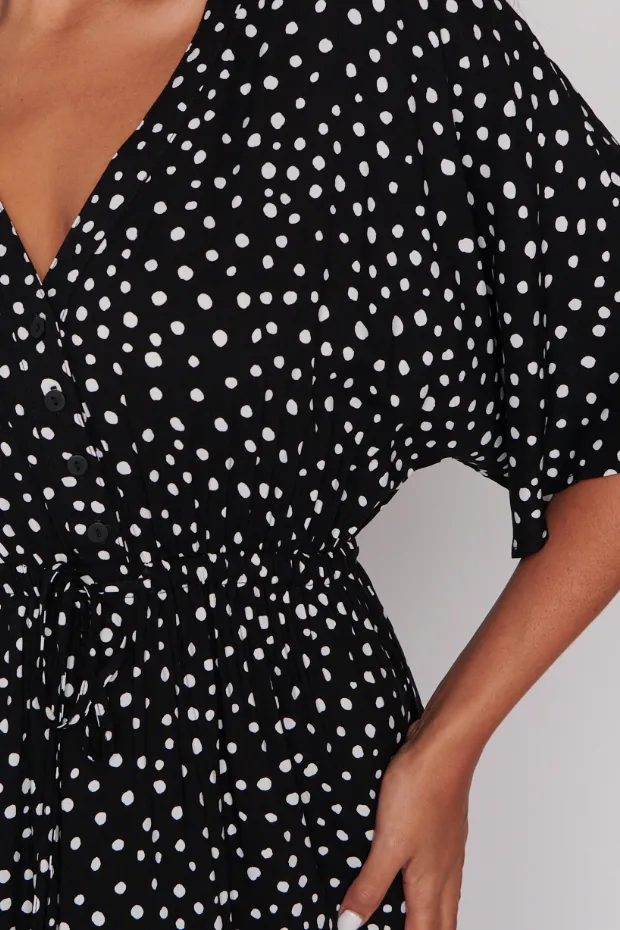Maddie Black Irregular Spot Dress