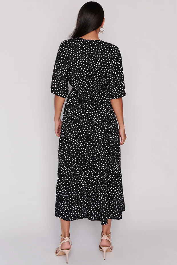 Maddie Black Irregular Spot Dress