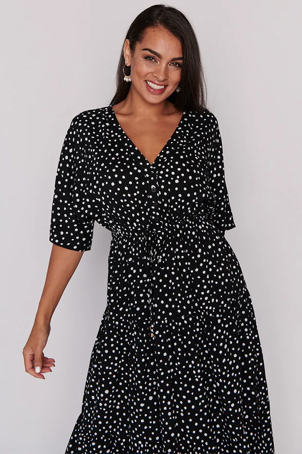 Maddie Black Irregular Spot Dress