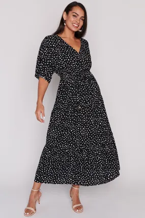 Maddie Black Irregular Spot Dress