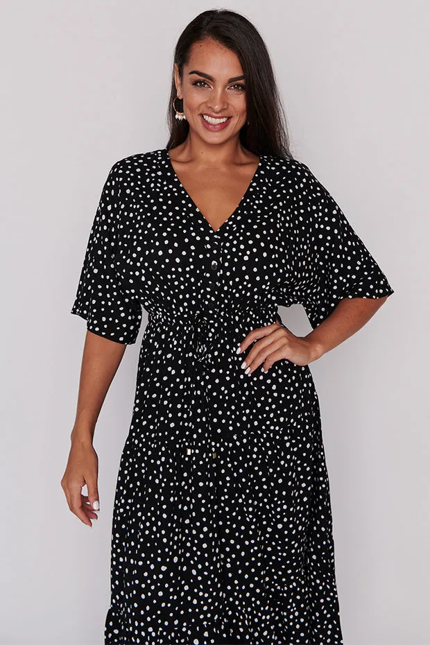 Maddie Black Irregular Spot Dress