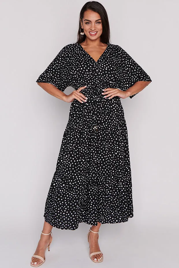 Maddie Black Irregular Spot Dress