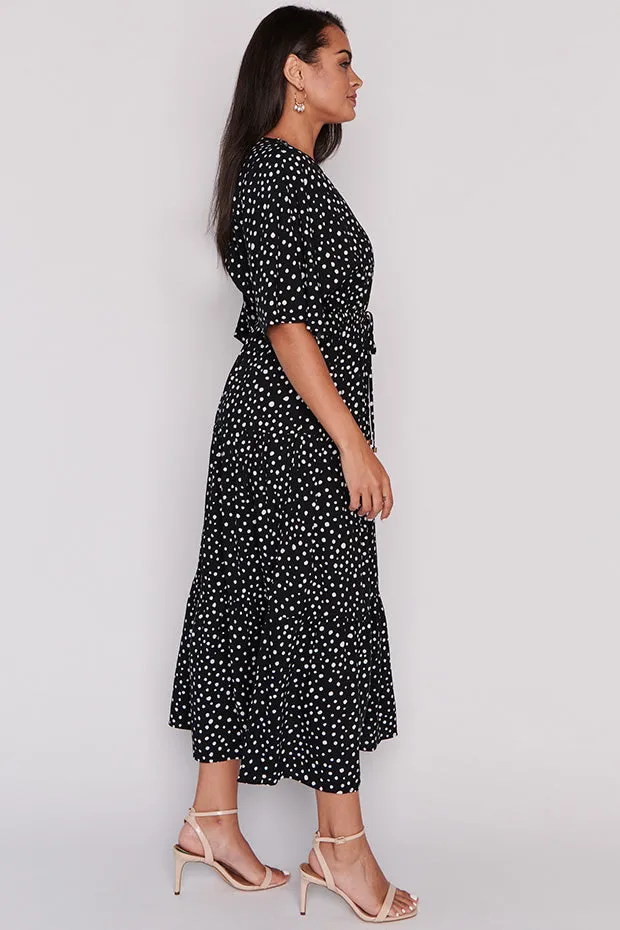 Maddie Black Irregular Spot Dress
