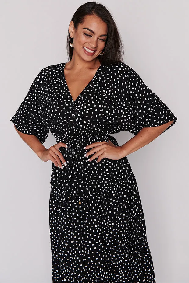 Maddie Black Irregular Spot Dress