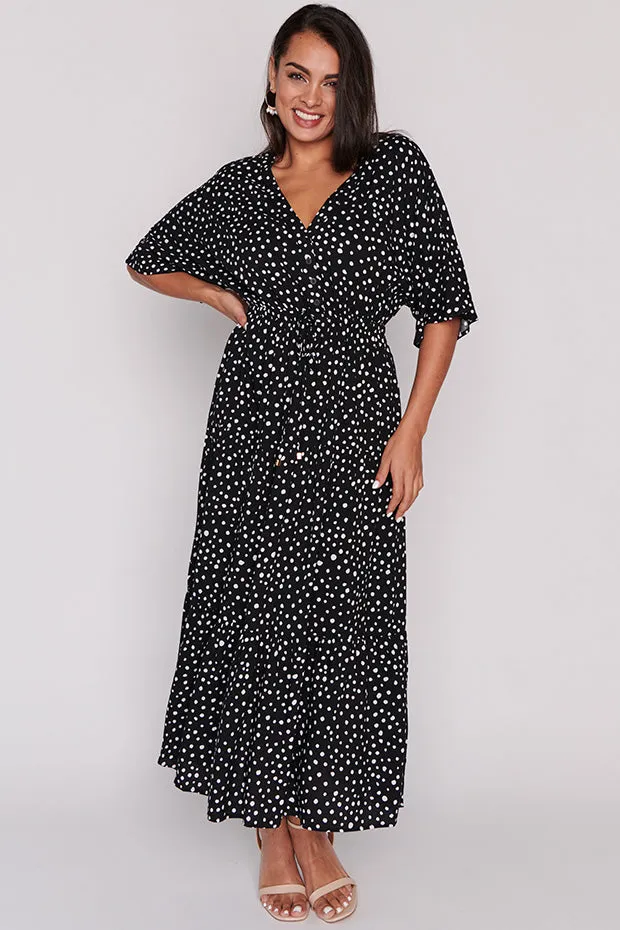 Maddie Black Irregular Spot Dress