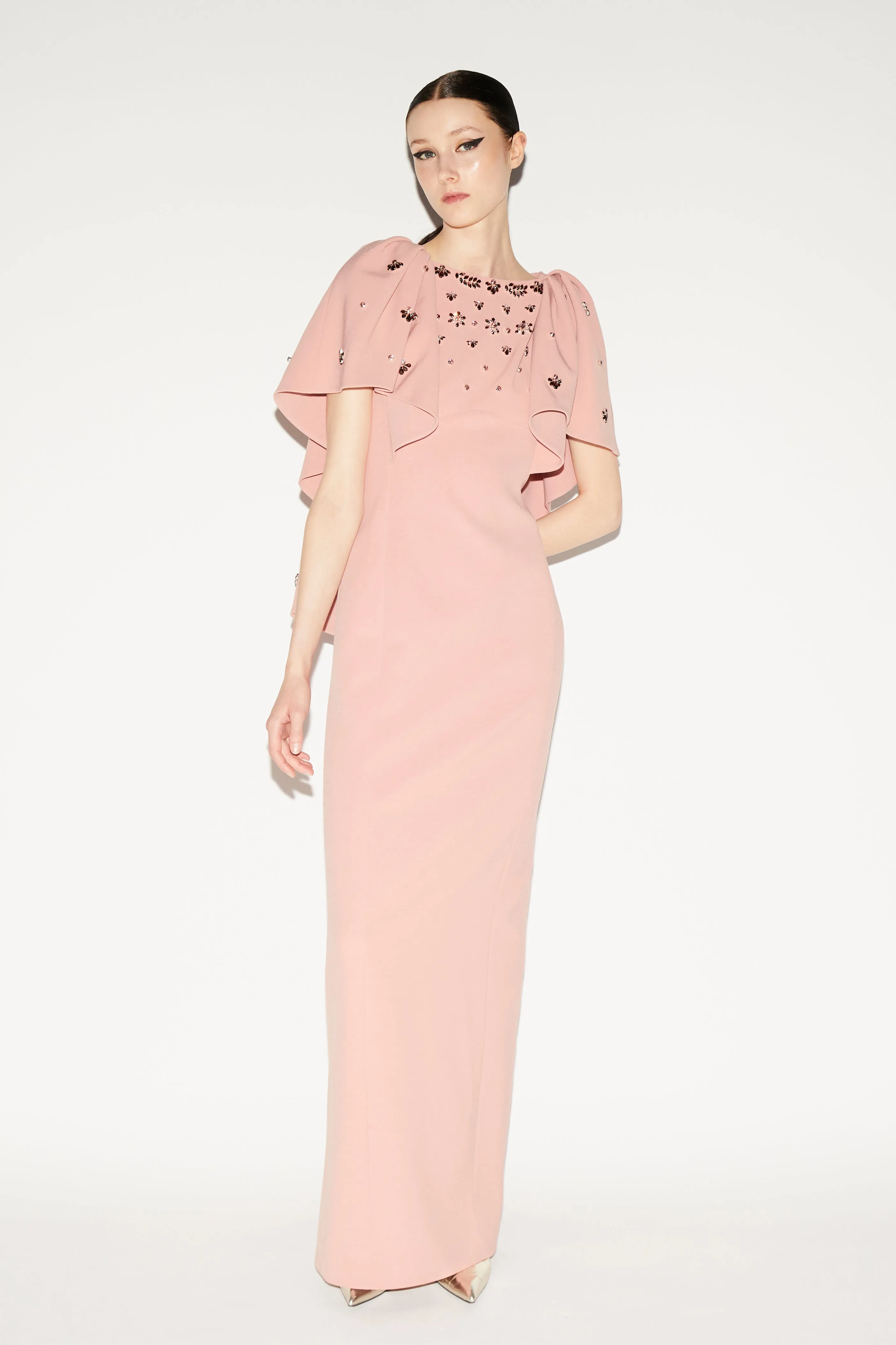MARGARITA GOWN ANTIQUE ROSE EMBELLISHED CREPE