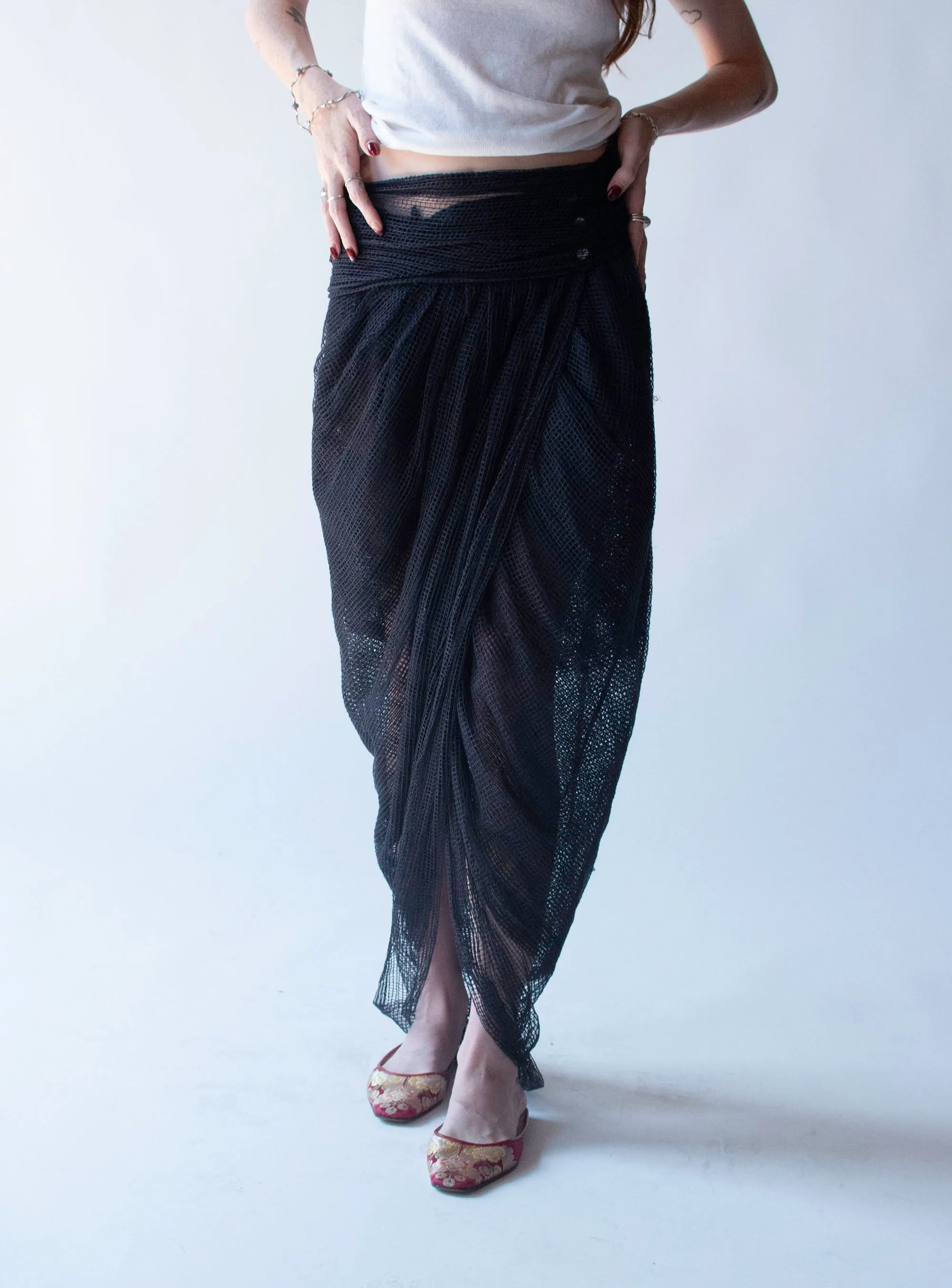 Navy Net Cocoon Skirt | Romeo Gigli SS 1990