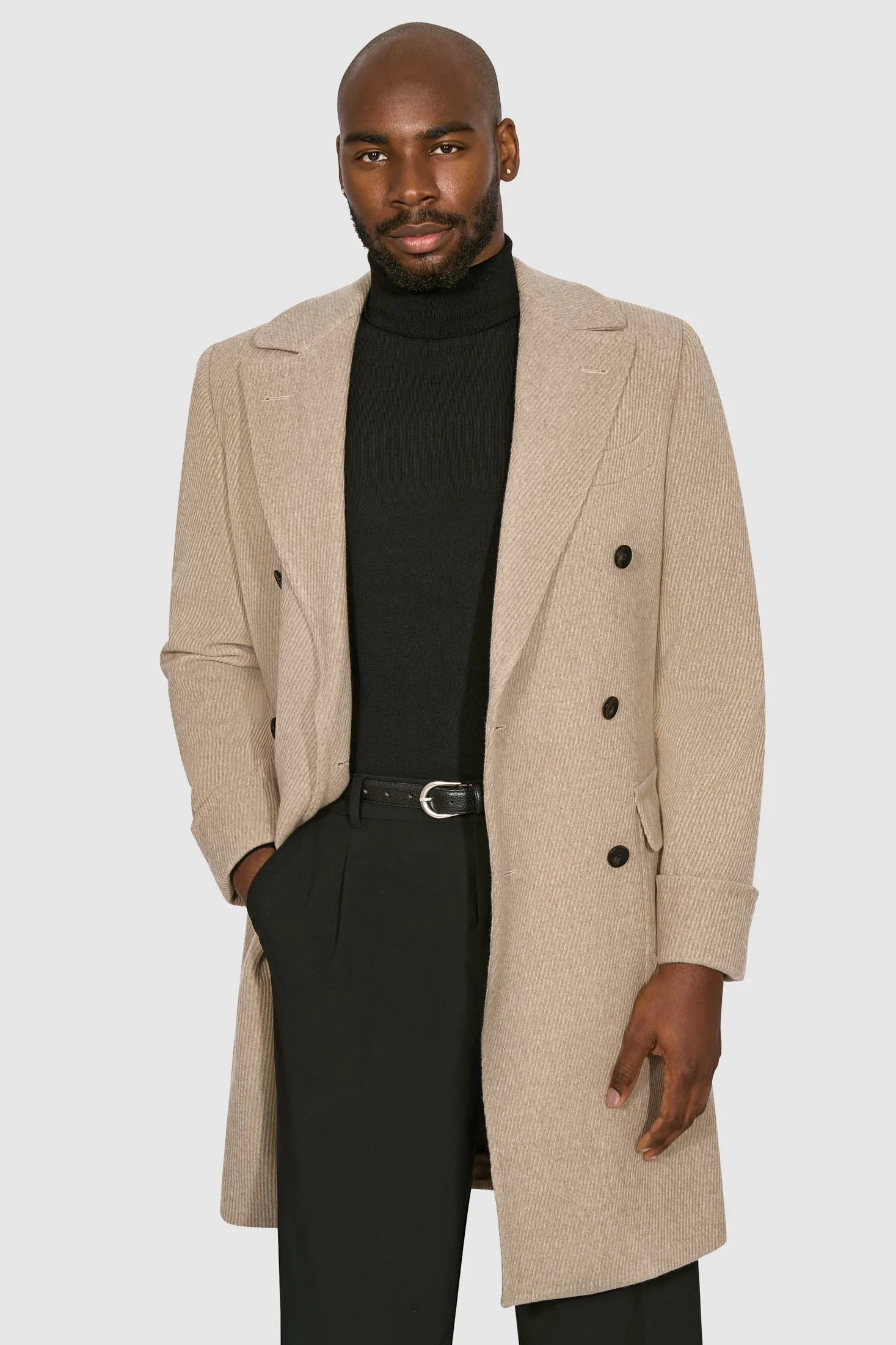 New Suitsupply Merano Light Brown Twill Pure Wool Super 110s Polo Coat - Size 36R and 46R (Buy Your Normal Size!)