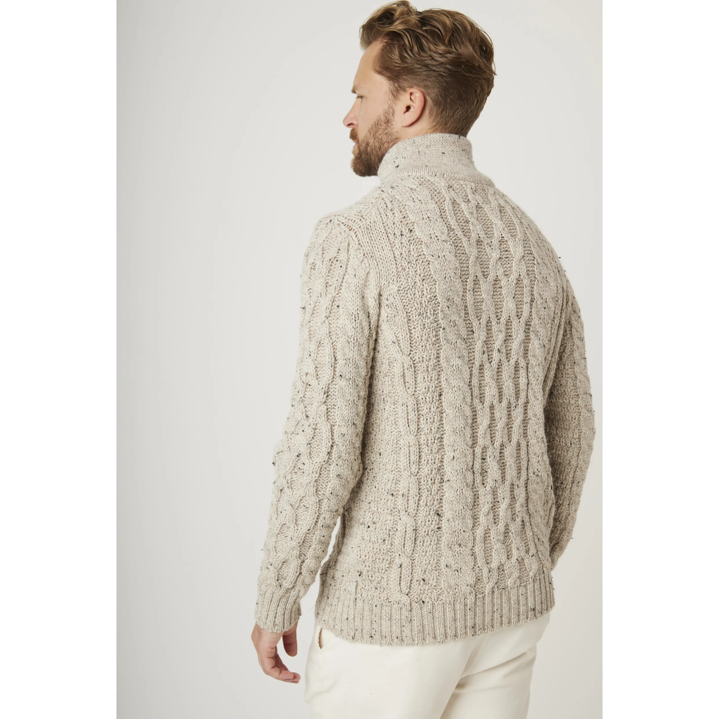 Peregrine Skiddaw Chunky Merino Wool Cable Lewis Half Zip Jumper