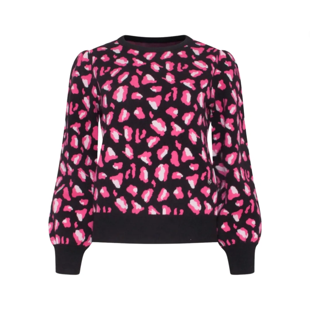 Pre Order:  Animal Print Jacquard Round Neck Sweater