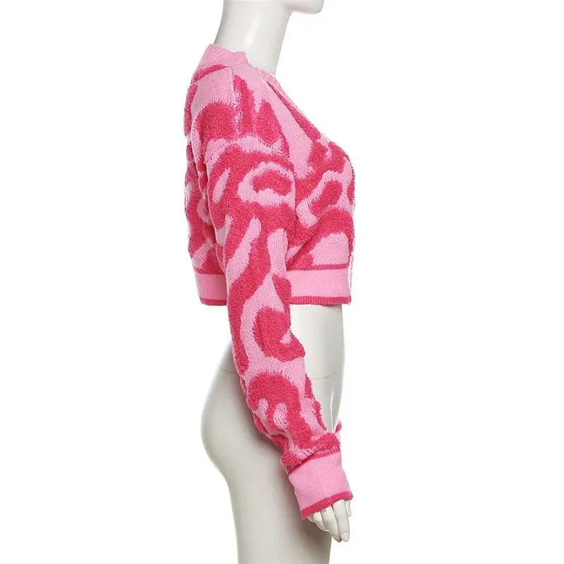 Pre Order:  Contrast Swirls Cropped Knit Sweater