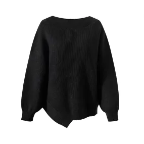 Pre Order: Loose Elastic Thread Irregular Knitting Sweater