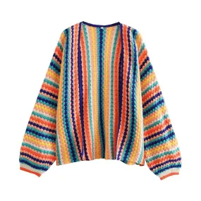 Pre Order:  Rainbow Stripes Loose Knit Sweater