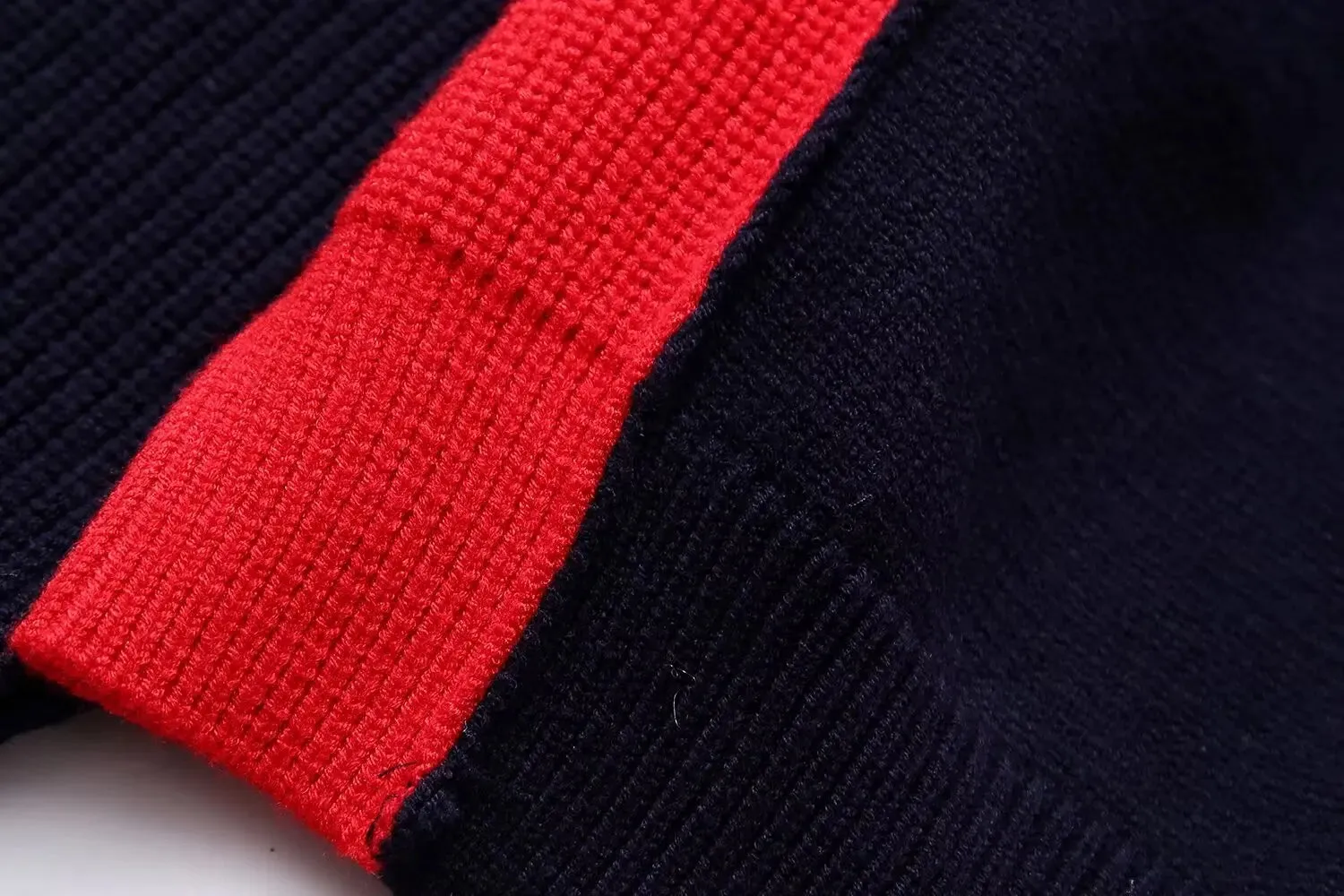 Pre Order:  Round Neck Long Sleeved Color Block Knitted Sweater