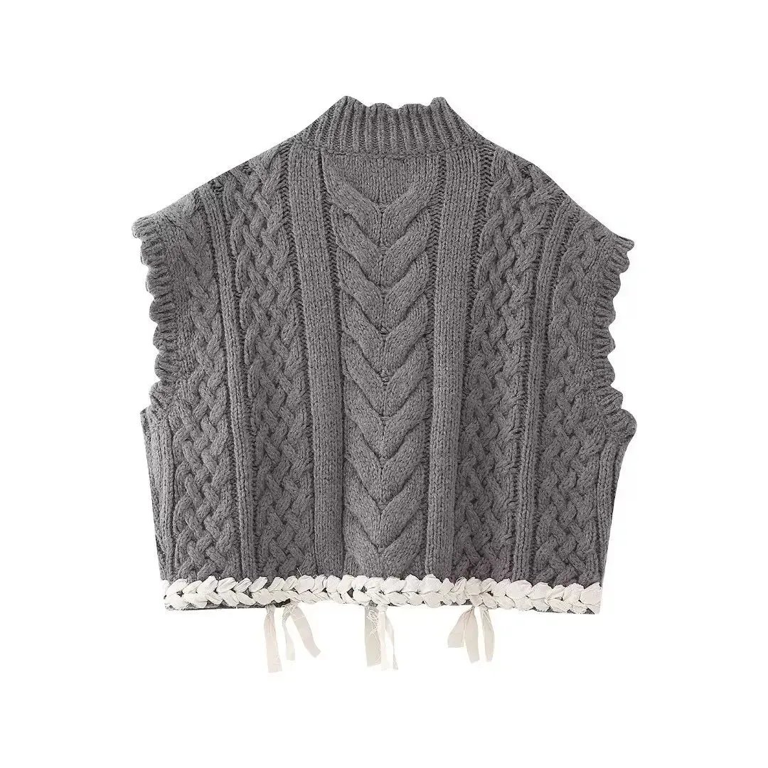Pre Order:  Sleeveless Braided Knit Sweater