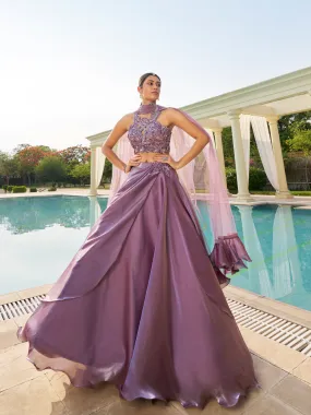 Purple Imported Satin Tissue Lehenga