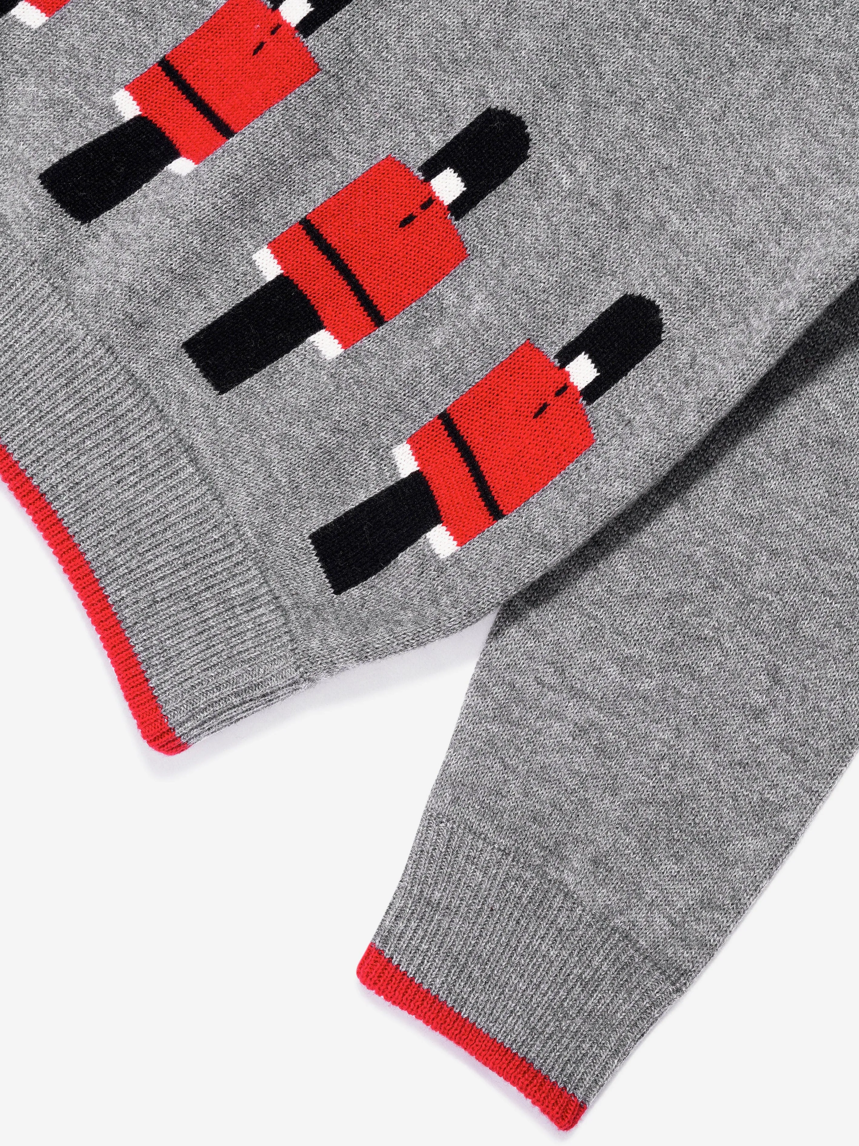 Rachel Riley Boys Soldier V-Neck Sweater in Grey