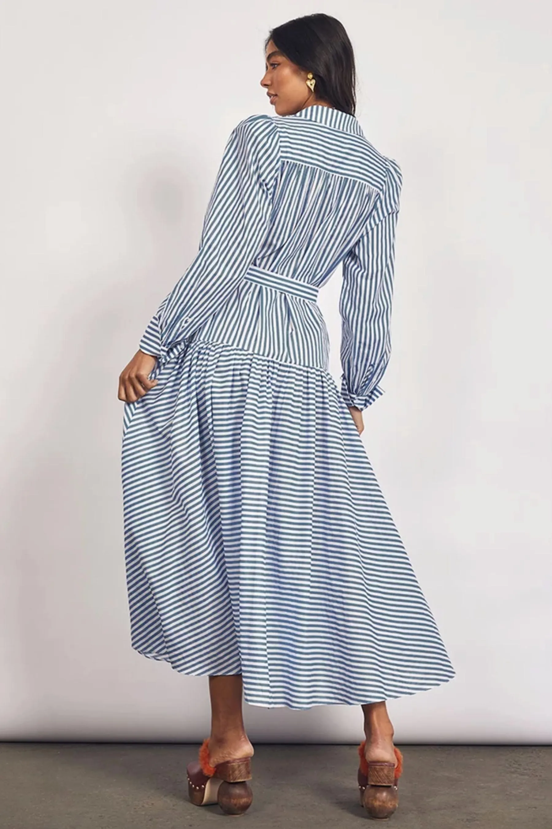 River Long Sleeve Maxi Dress | Blue Stripe