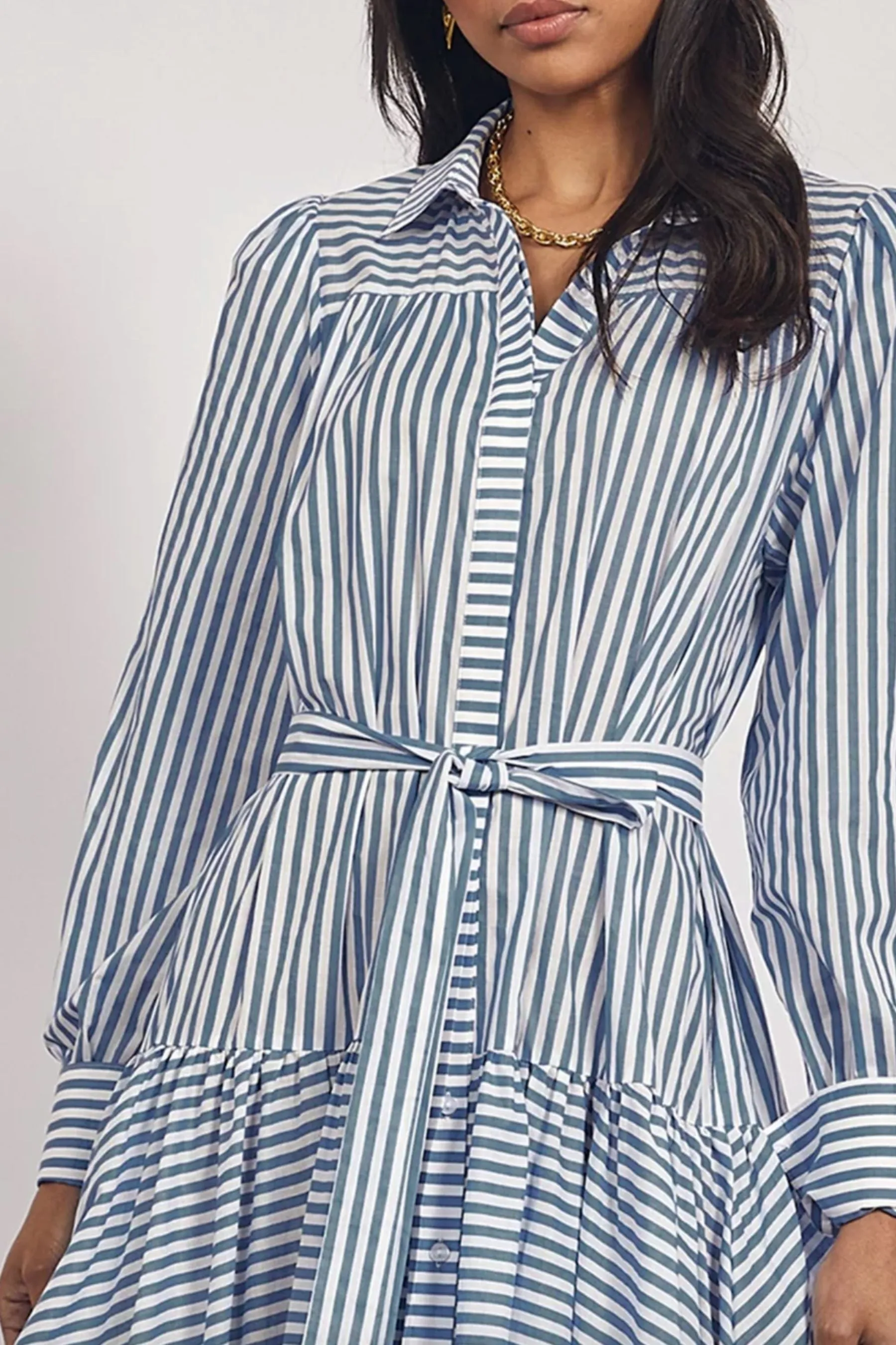 River Long Sleeve Maxi Dress | Blue Stripe