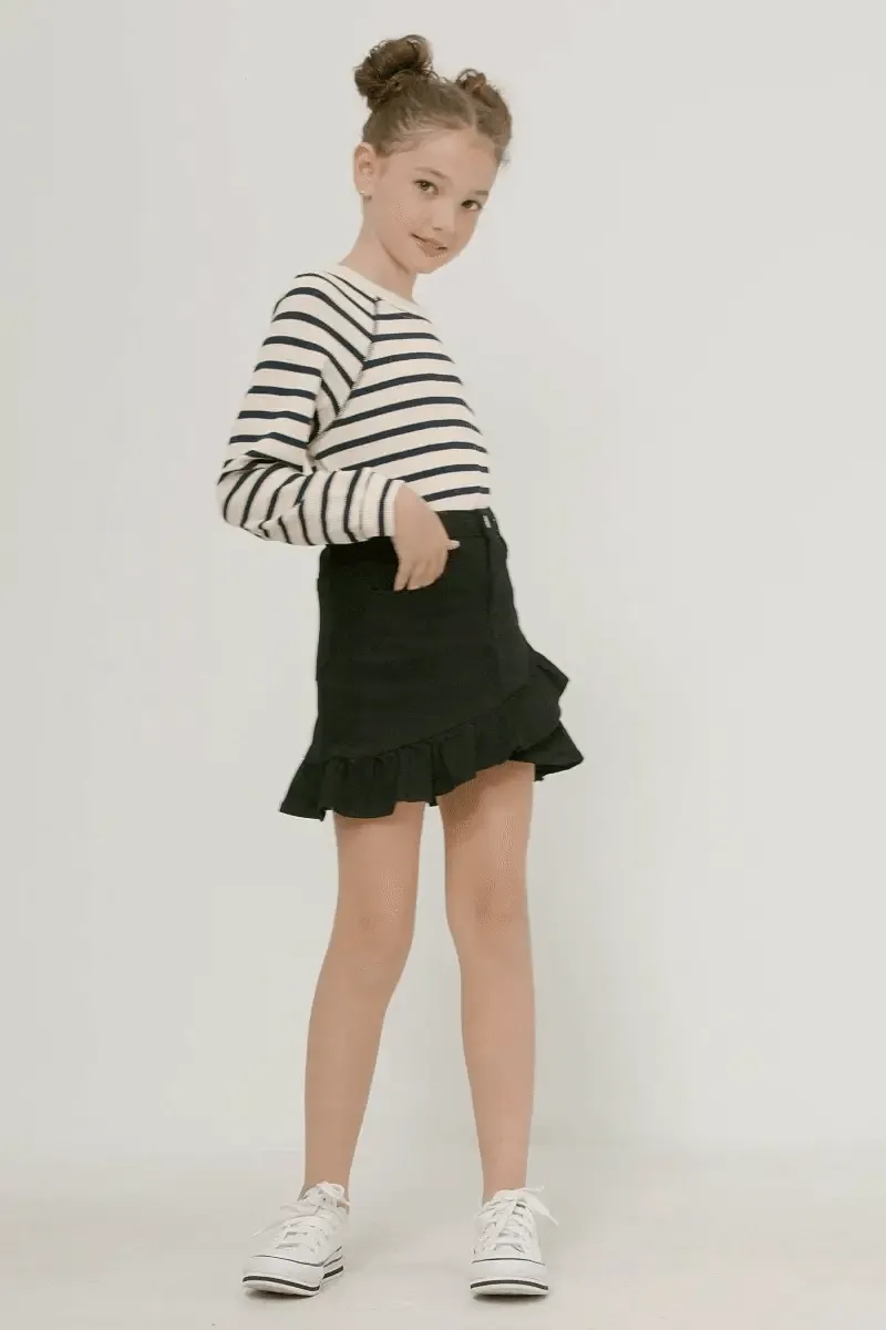 Ruffle Trimmed Twill Skirt