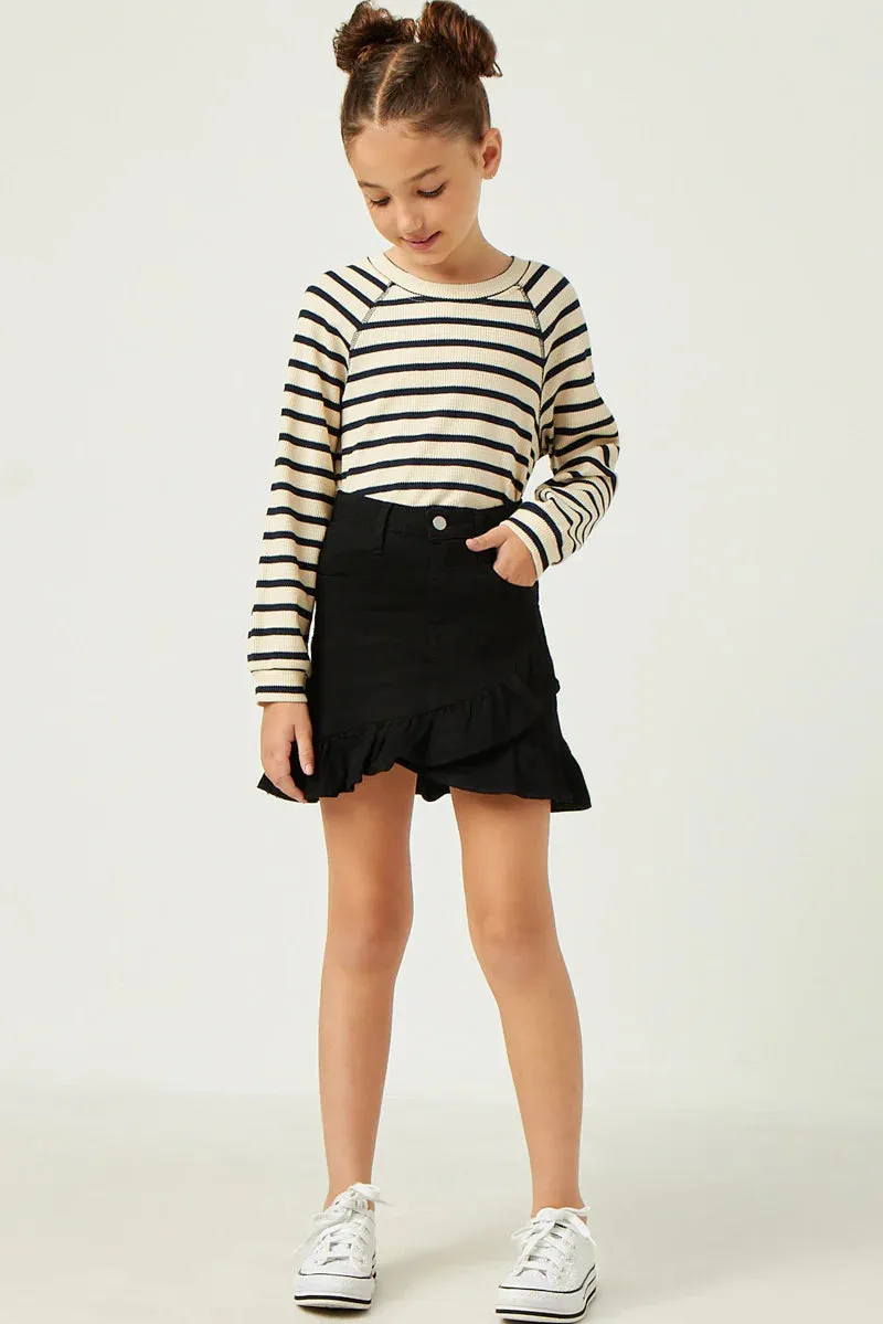 Ruffle Trimmed Twill Skirt