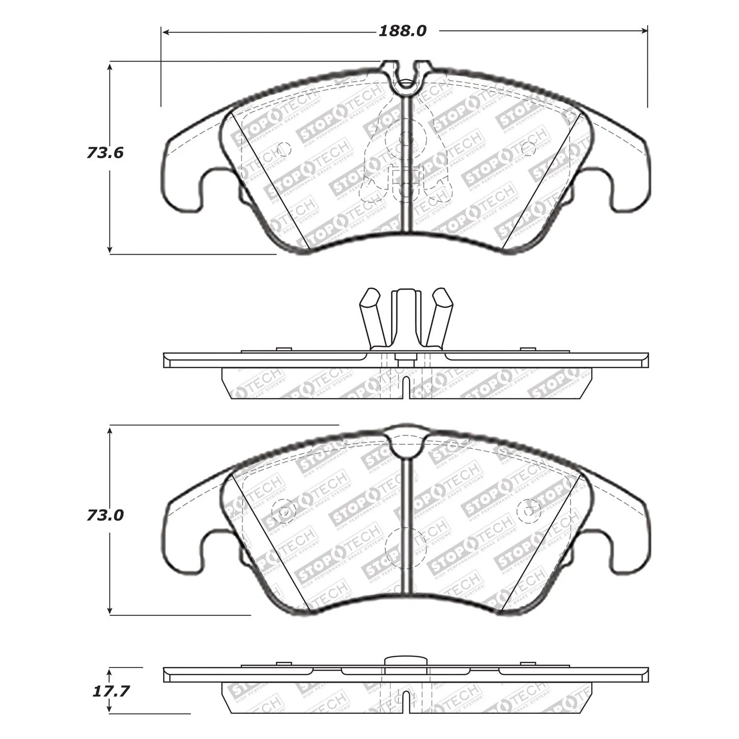 StopTech Street Select Brake Pads Audi A6 (12-18) A6 Quattro (13-19) A7 Quattro (12-19) [Front w/ Hardware] 305.13221