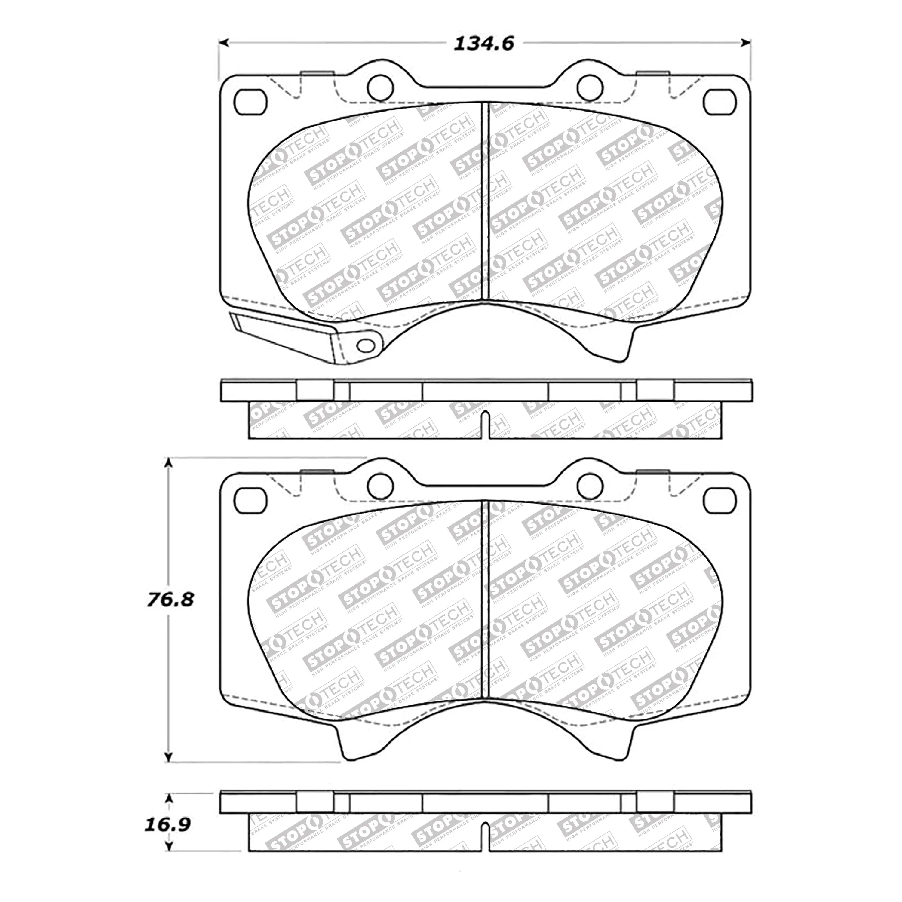 StopTech Street Select Brake Pads Lexus GX460 (2010-2020) [Front w/ Hardware] 305.09761