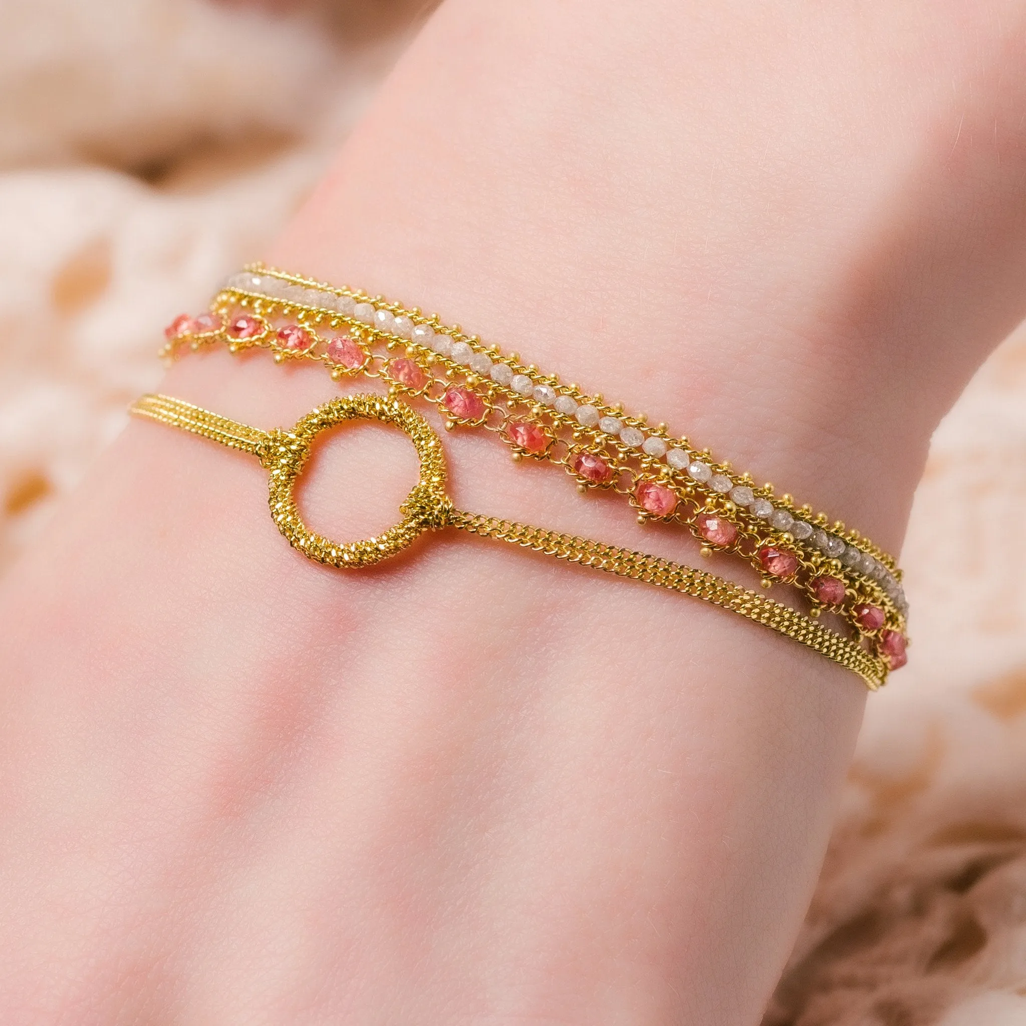 Textile Row Bracelet in Silver Diamond